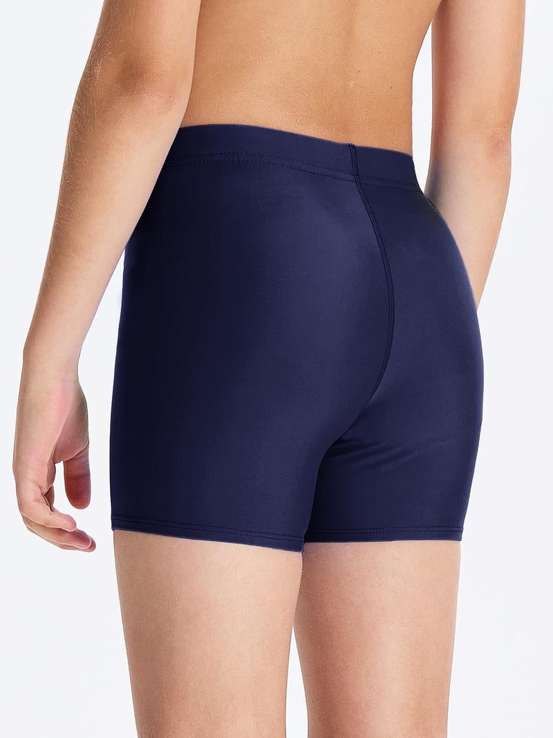 DEVOROPA Youth Boys Swim Shorts Square Leg Swimsuit Nylon Swimming Boxer Brief UPF 50+ Navy M - Image 3